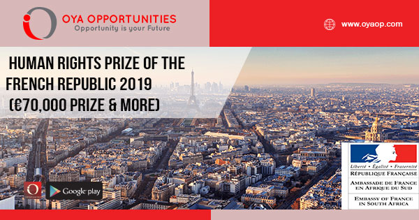 Human Rights Prize of the French Republic 2019 (€70,000 prize & more)