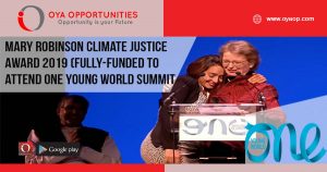 Mary Robinson Climate Justice Award 2019 (Fully-funded to attend One Young World Summit
