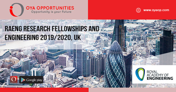 RAEng Research Fellowships and Engineering 2019/2020, UK