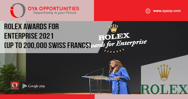 Rolex Awards for Enterprise 2021 (Up to 200,000 Swiss Francs)