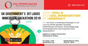 UK Government’s Department for International Trade (DIT) Lagos Immersion Hackathon 2019