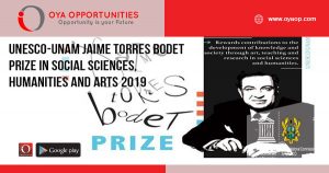 UNESCO-UNAM Jaime Torres Bodet Prize in Social Sciences, Humanities and Arts 2019