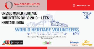 UNESCO World Heritage Volunteers (WHV) 2019 – Let’s Heritage, India