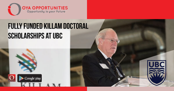 Fully Funded Killam Doctoral Scholarships at UBC