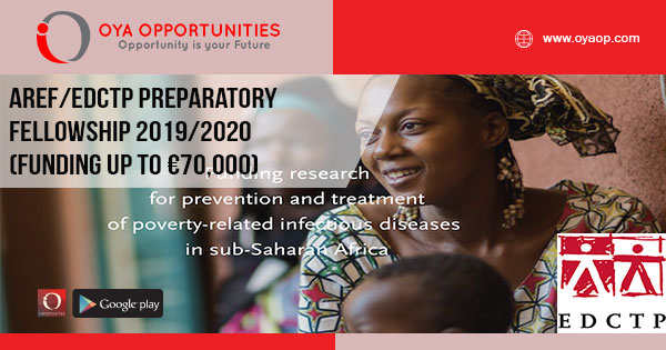 AREF/EDCTP Preparatory Fellowship 2019/2020 (Funding up to €70,000)