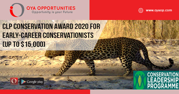 CLP Conservation Award 2020 for Early-career Conservationists (Up to $15,000)