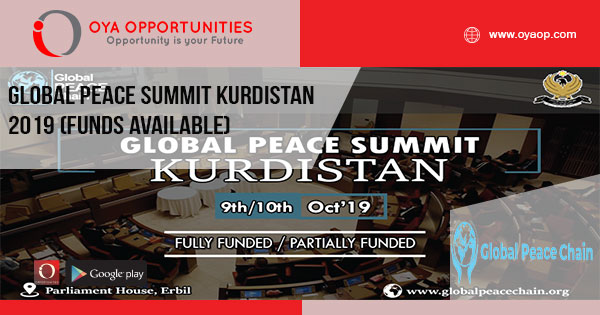 Global Peace Summit Kurdistan 2019 (Funds Available)