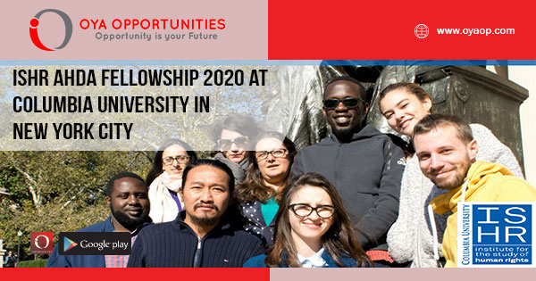 ISHR AHDA Fellowship 2020 at Columbia University in New York City