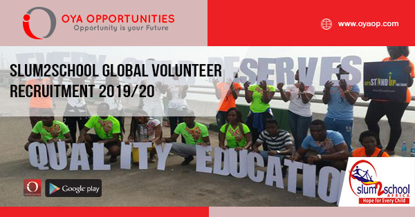 Slum2School Global Volunteer Recruitment 2019/20