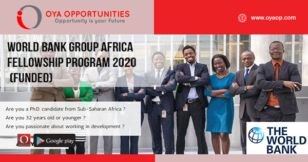World Bank Group Africa Fellowship Program 2020 (Funded)