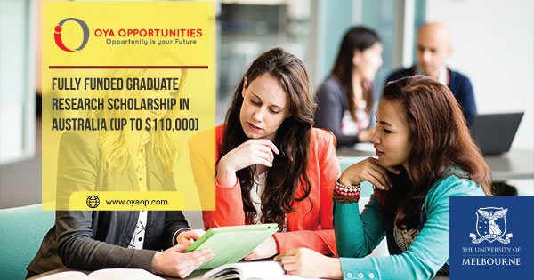 Fully Funded Graduate Research Scholarship in Australia (Up to $110,000)