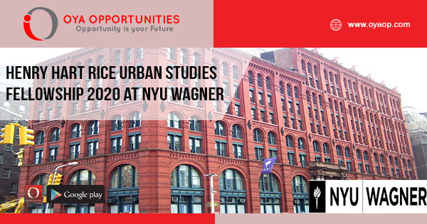 Henry Hart Rice Urban Studies Fellowship 2020 at NYU Wagner