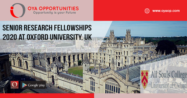 Senior Research Fellowships 2020 at Oxford University, UK