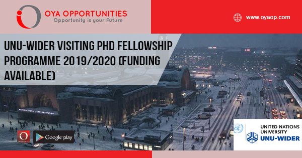 UNU-WIDER Visiting PhD Fellowship Programme 2019/2020 (Funding available)