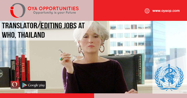 Translator/Editing jobs in WHO, Thailand