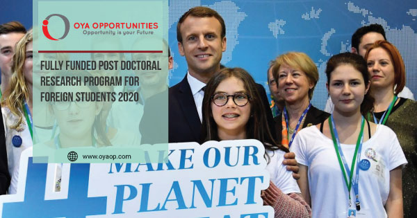 Fully Funded Post Doctoral Research Program For Foreign Students 2020