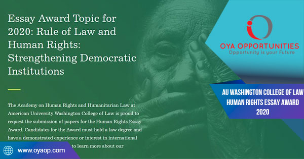 AU Washington College of Law Human Rights Essay Award 2020