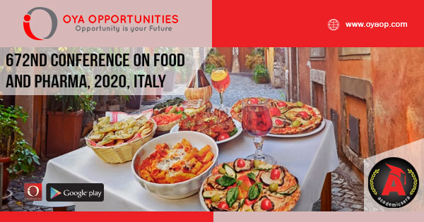 672nd Conference on Food and Pharma, 2020, Italy