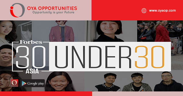 FORBES 30 Under 30 Nominations 2020 For Asia