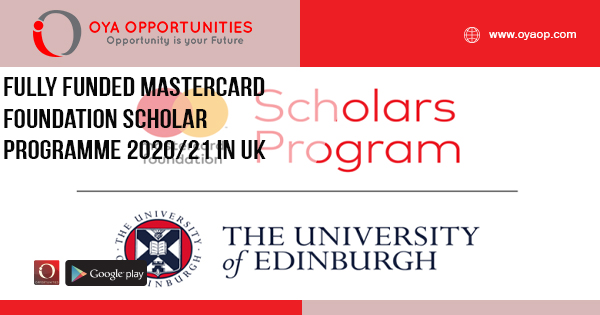 Fully Funded Mastercard Foundation Scholar Programme 2020/21 in UK