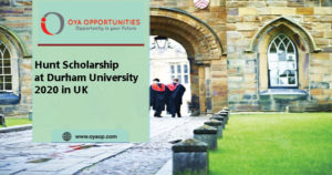 Hunt Scholarship at Durham University 2020 in UK