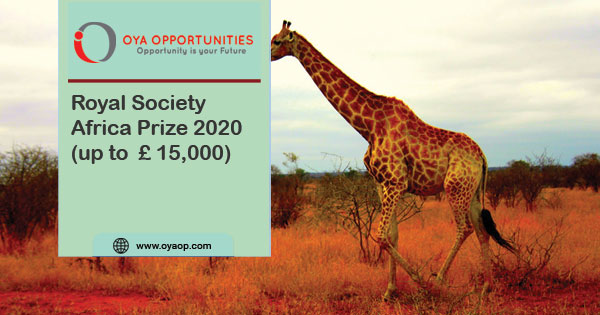 Royal Society Africa Prize 2020 ( up to £ 15,000)