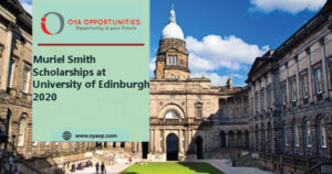 University of Edinburgh - Muriel Smith Masters Scholarship for International Students in UK, 2020