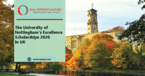 University of Nottingham's Excellence Scholarships 2020