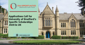 Applications Call for University of Bradford’s Specific Scholarships 2020