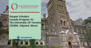 Amgen Scholars Canada Program At The University Of Toronto($5000, Stipend, More)