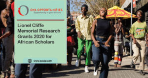 Lionel Cliffe Memorial Research Grants 2020