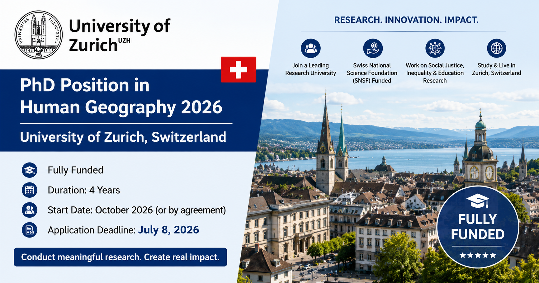 Scholarship in University of Zurich (Fully Funded)