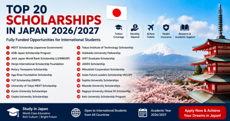 Top 20 Scholarships in Japan for International Students (2026/2027)