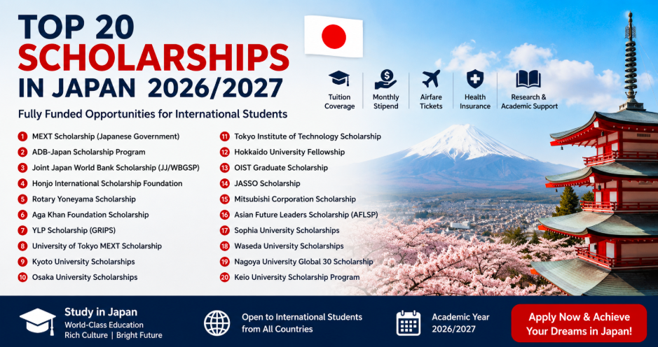 Top 20 Scholarships in Japan for International Students (2026/2027)