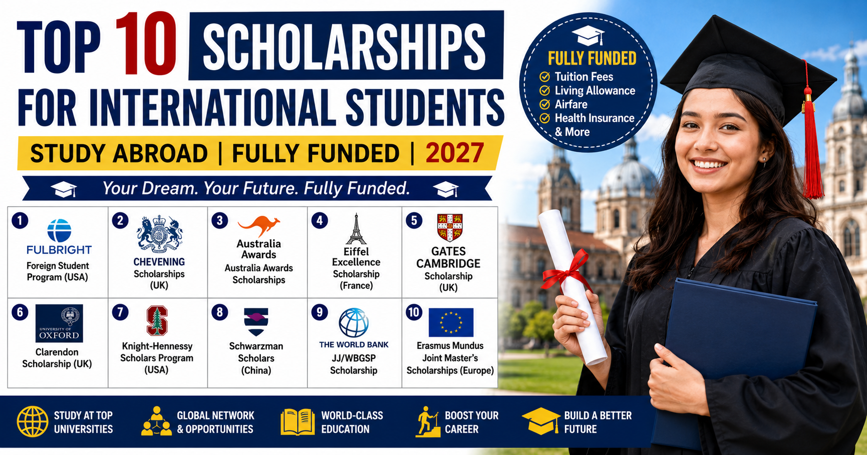 Top 10 Prestigious Scholarships for International Students in 2027