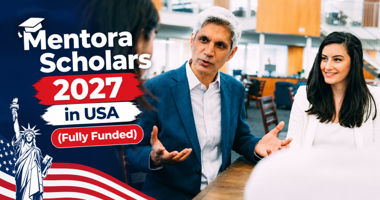 Make this image 600*315 with content Mentora Scholars 2027 in USA (Fully Funded)
