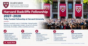 Harvard Radcliffe Fellowship 2027–2028 (Fully Funded)