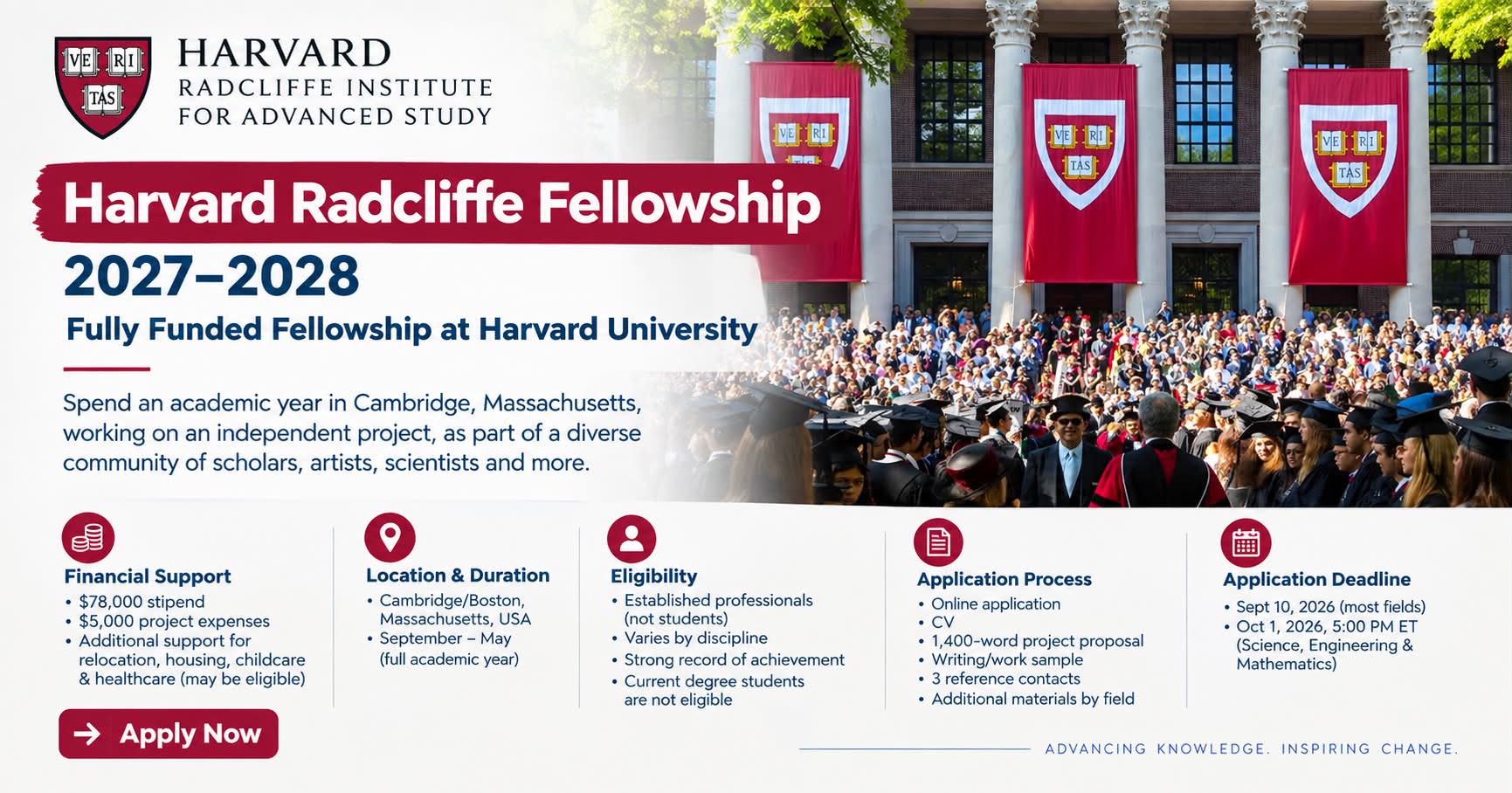 Harvard Radcliffe Fellowship 2027–2028 (Fully Funded)