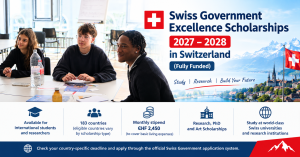 Swiss Government Excellence Scholarships 2027–2028 in Switzerland (Fully Funded)