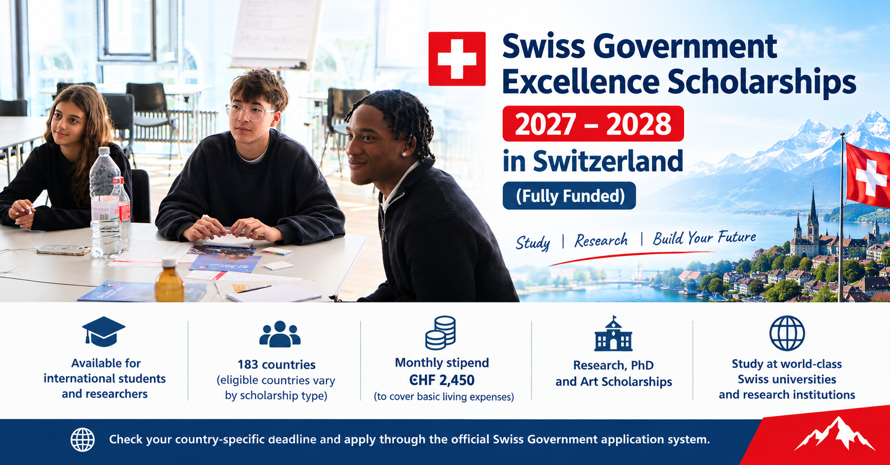 Swiss Government Excellence Scholarships 2027–2028 in Switzerland (Fully Funded)